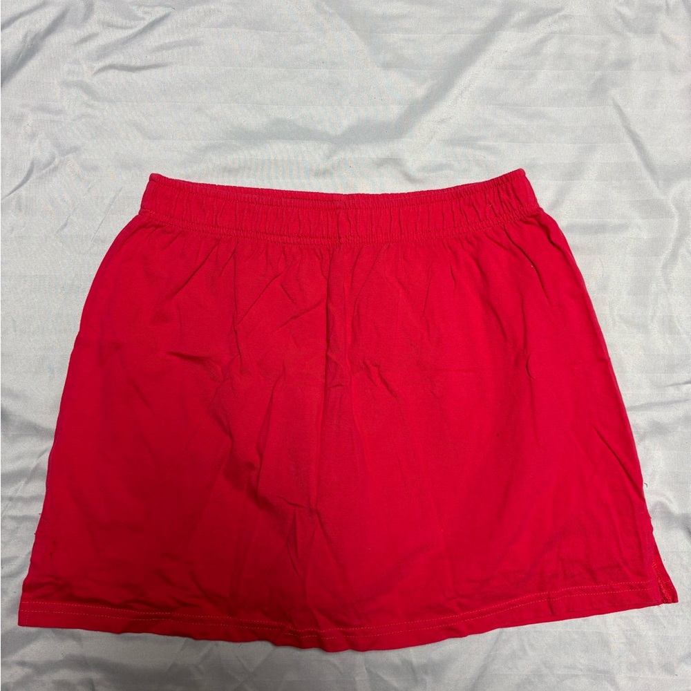 Women's Red Pull-On Skort with Elastic Waist